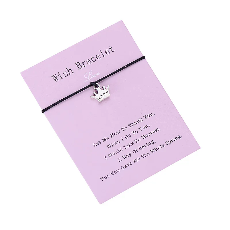 IYOE Wish Card, браслет с красной нитью для женщин и детей, корона принцессы, ручная плетеная веревка, Парные браслеты, семейные ювелирные изделия для дружбы