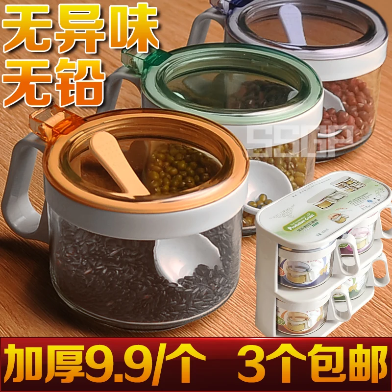 Посуда из стекла уксусница приправы банки коробок солонка с ложку керамической