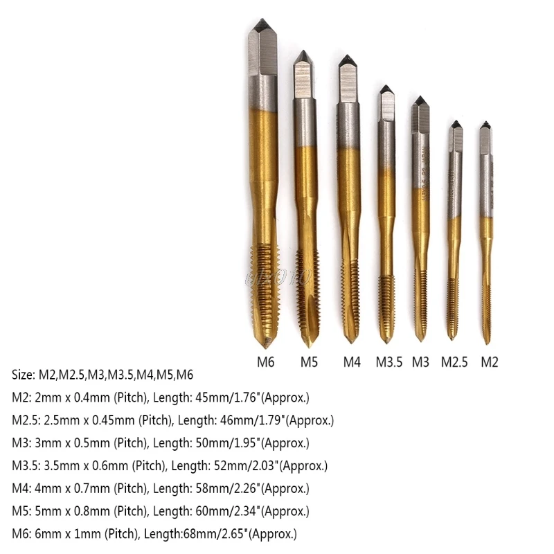 M2/M2.5/M3/M3.5/M4/M5/M6 HSS Метрическая прямая Резьбовая резьба с резьбой резьбовой кран S07