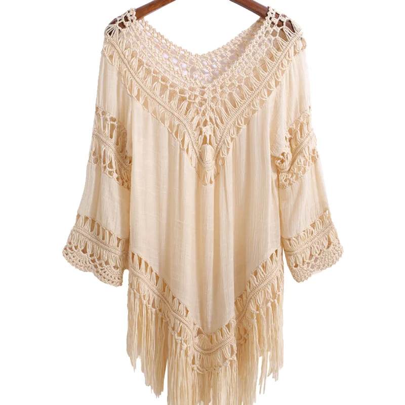 Кимоно Boho вязаная крючком блузка женские блузки топы хиппи дешевая одежда Китай