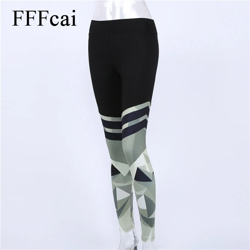 FFFcai Harajuku пуш ап Фитнес леггинсы с камуфляжным и полосатым Бодибилдинг Для Женщин