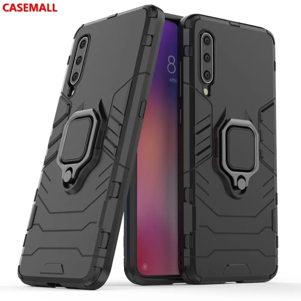 Чехол для телефона Xiaomi Mi 9 ударопрочный с кольцом-держателем, гибридный, с защитой всего корпуса от SE.