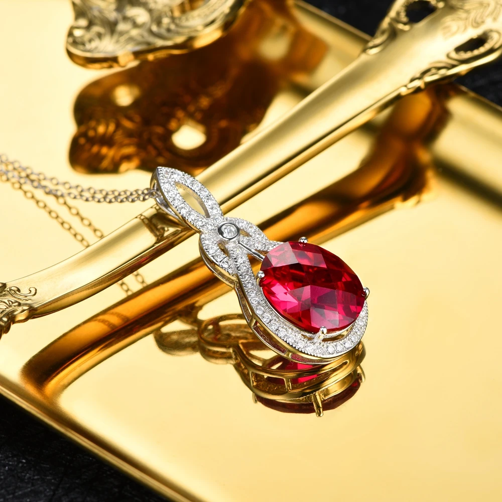L &amp zuan 7.98ct кулон из Красного камня 100% Серебро 925 пробы ожерелье для женщин