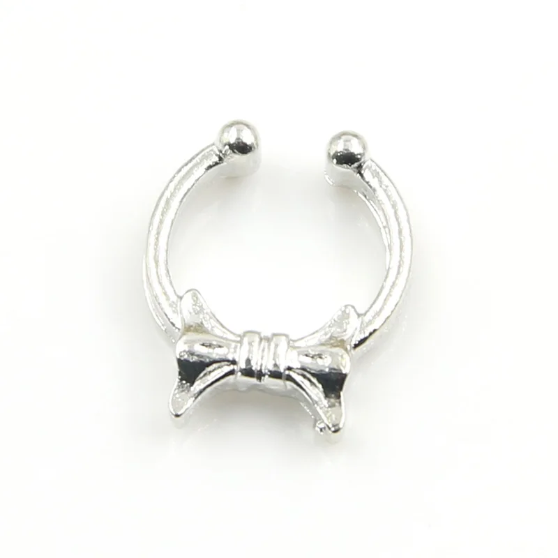 Высокое Качество 3 Цвета Довольно Лук Поддельные Кольца в Носу и Шпильки