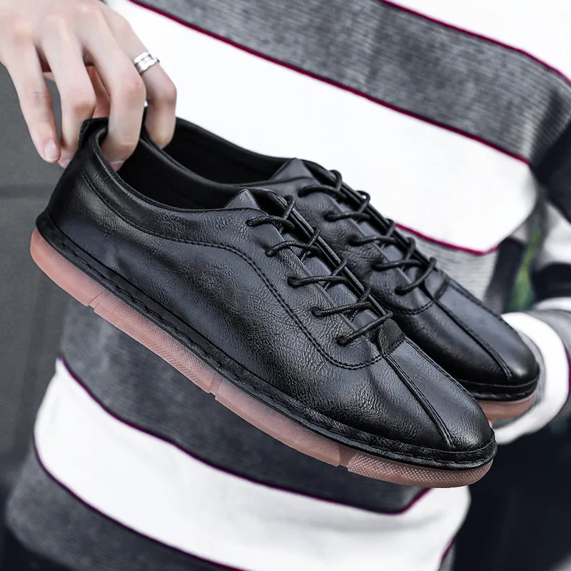 Spring and autumn men's leather shoes trend lazy casual fashion set foot business work light | Обувь