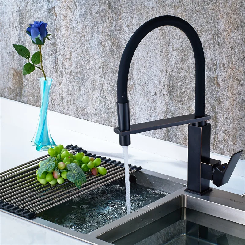 Новейший кухонный кран вытяжной с поворотом на 360 градусов Матовый одной ручкой