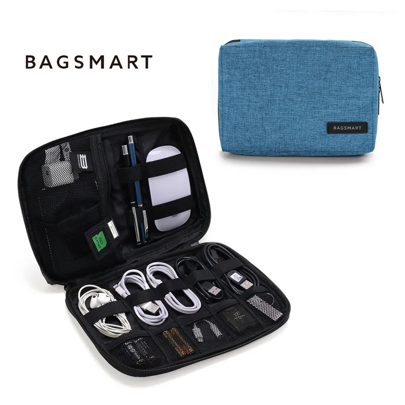 BAGSMART водонепроницаемый дорожный провод сумка электронные аксессуары сумка для iPhone наушники кабель для передачи данных SD карта USB - Цвет: Dark Green