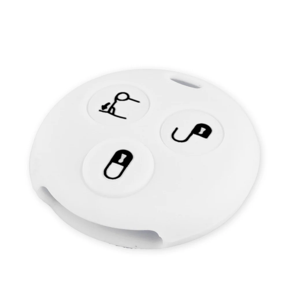 WHITE KEYYOU, 3 кнопки, силиконовый чехол для автомобильных ключей, брелок, чехол для Mercedes Benz Smart City Roadster Fortwo, чехол для ключей, автомобильный стиль - Название цвета: WHITE