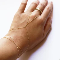 summer boho copper beads finger link bracelet fashion simple handmade slave bracelets lady girls charms bohemian hand jewelry