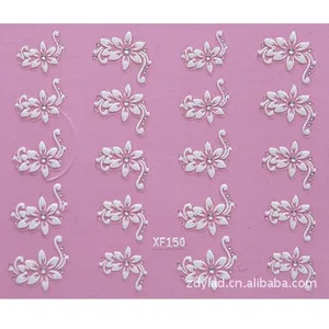 Переводные наклейки для ногтей, 3D, с изображением цветов