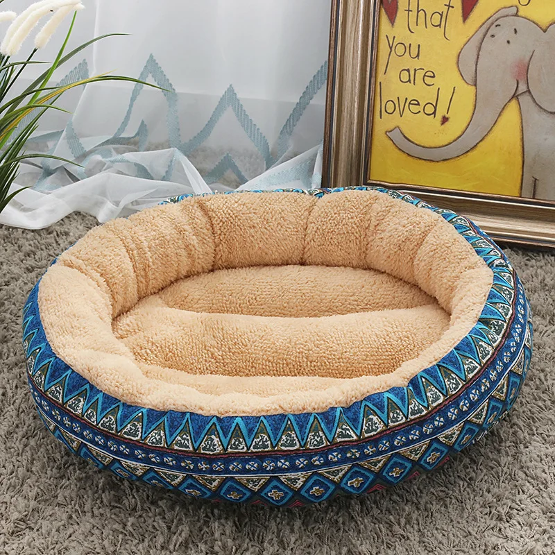 FUNABKY 50*12 см геометрические узоры мягкая хлопковая круглая кровать для собаки