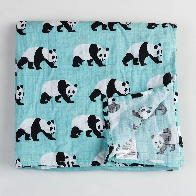 Panda Детское хлопковое муслиновое одеяло, многофункциональное муслиновое детское одеяло для новорожденных одеяло для пеленания 120*120 см - Цвет: Panda