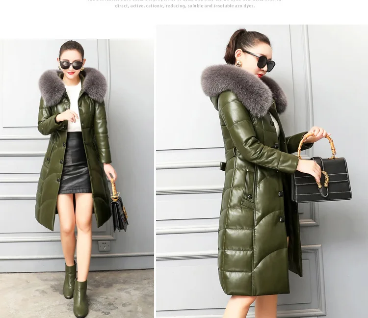 KMETRAM куртка из натуральной кожи с воротником из лисьего меха, женская одежда, зимняя женская куртка из овчины, пальто для женщин размера плюс
