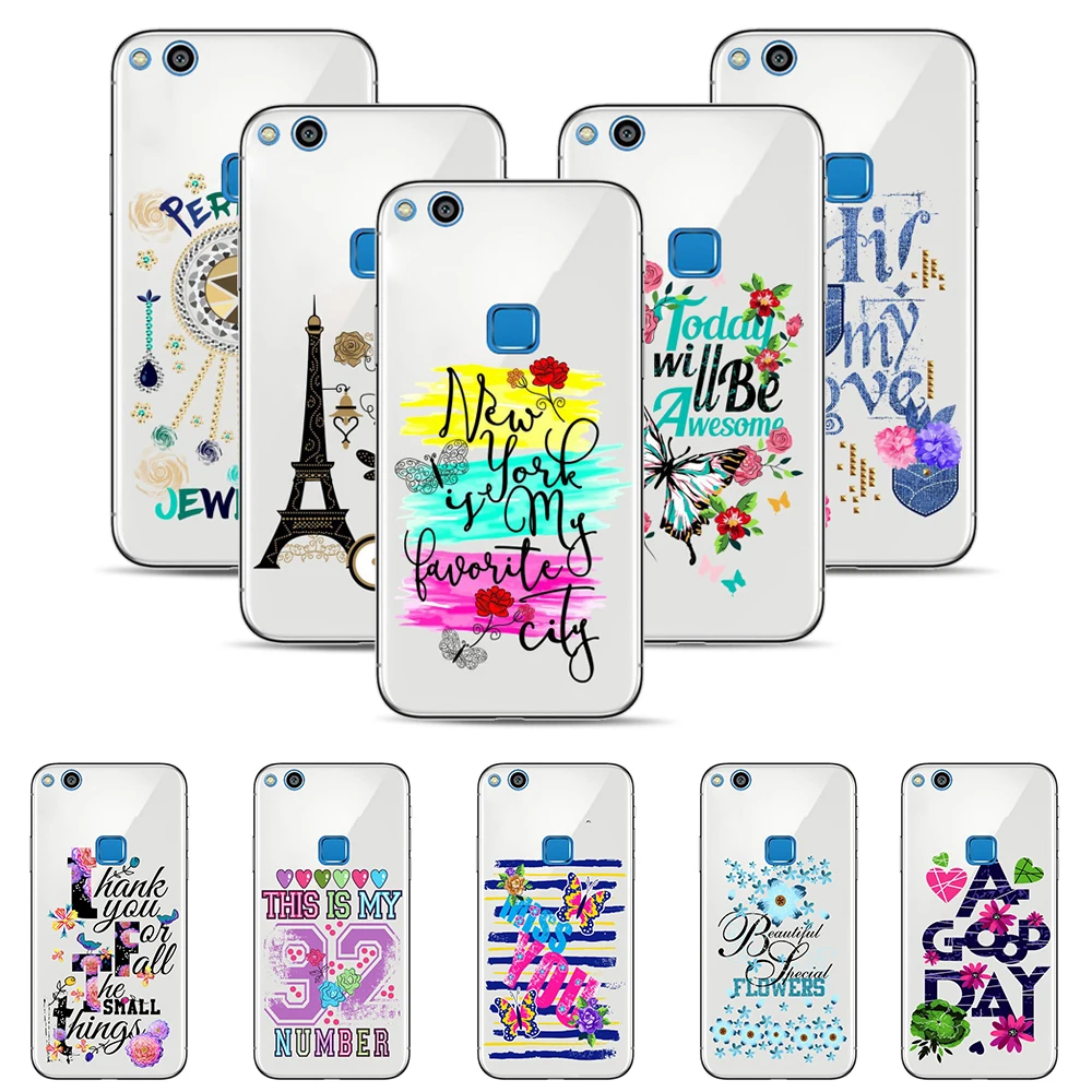 Ultra Thin Pattern Motto Flowers Anti-Knock Case Cover Soft Back For Huawei P10 Lite Plus |
