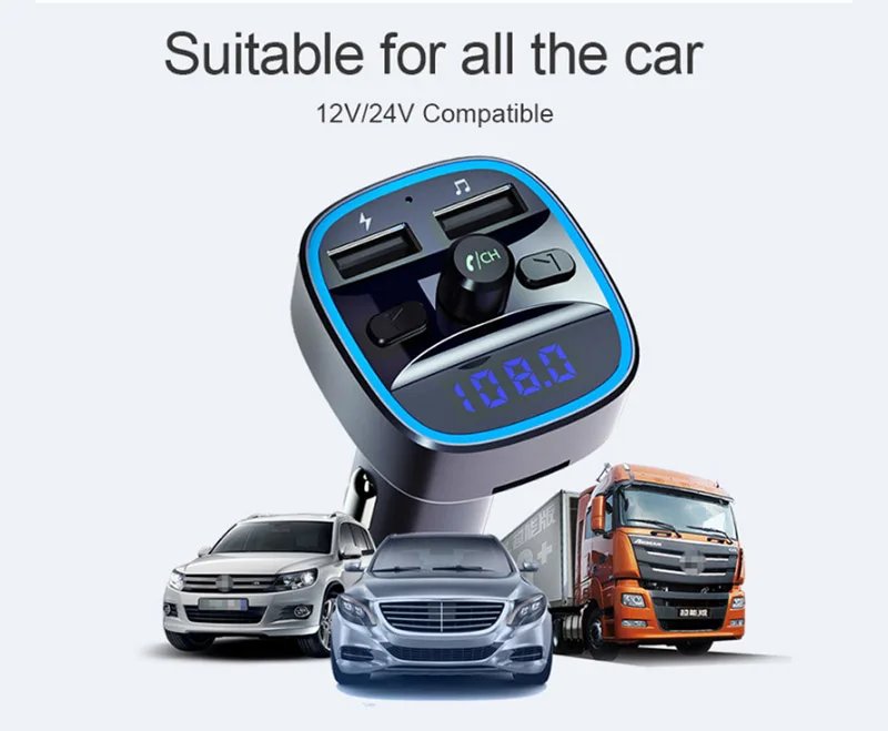 AGETUNR T25 Bluetooth 5,0 Автомобильный Mp3 музыкальный плеер с громкой связью fm-передатчик 2 USB Автомобильное зарядное устройство u-диск TF карта музыкальный плеер без потерь