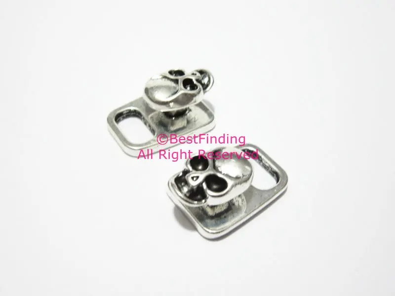 Застежка-гвоздик с черепом 4 мм круглые кожаные открытые крючки RH43 | Украшения и