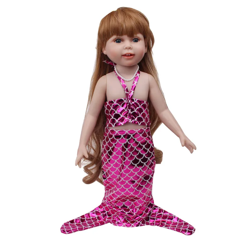 Purple mermaid tail 18 дюймов, с круглым вырезом, для девочек одежда суда костюм колдуньи чехлы-накладки "Принцесса", "Белоснежка", платье принцессы Анны Американский новорожденных юбка Детские игрушки подходит 43 см для ухода за ребенком для мам малышей c76 - Цвет: Purple mermaid tail