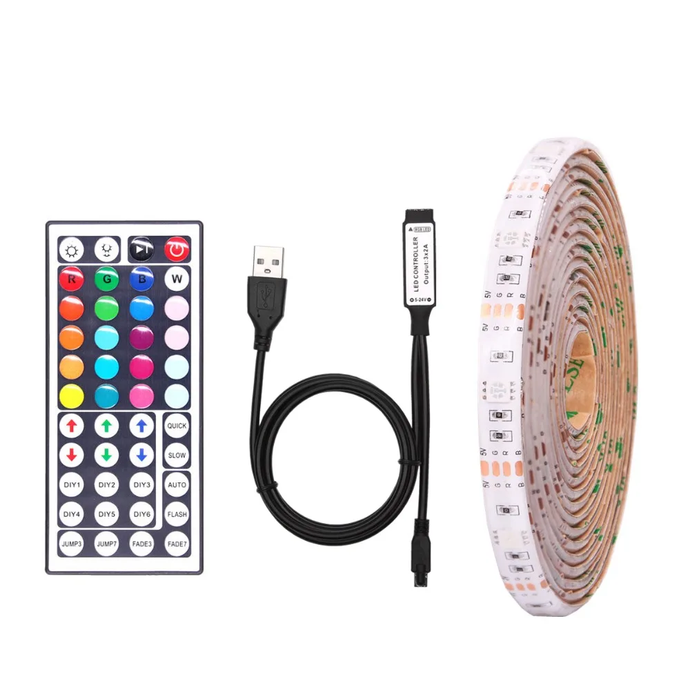 Фото USB Светодиодная лента Водонепроницаемая 5050 SMD RGB DC 5V Гибкая светодиодная