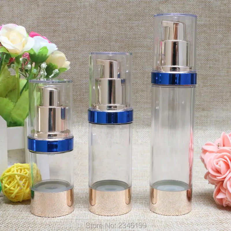

15ML 20Pcs/Lot Pale Gold Blue Edge Of The Vacuum Packing Trial Samples Bottle Bottles Of Cosmetics Latex Bottle