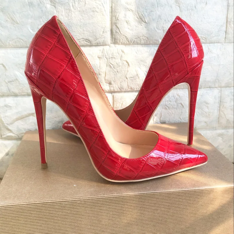 

Fashion free shipping red python Patent Leather Poined Toe Stiletto Heel high heel shoe pump HIGH-HEELED SHOES dress shoe