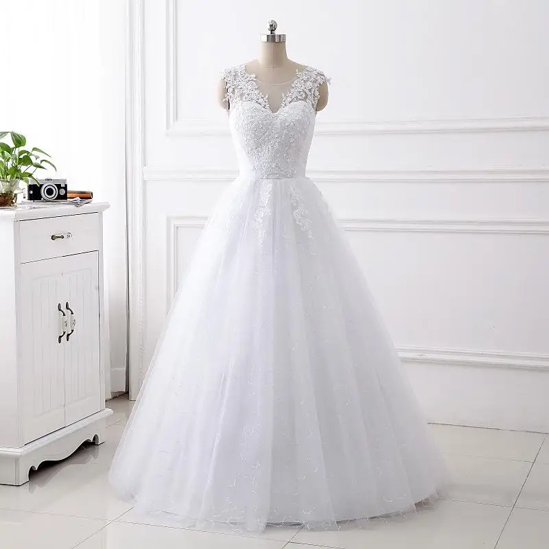 Vestidos De Noiva Плюс Размер белое свадебное платье для невесты длиной до пола Элегантное Свадебное бальное платье Robe De Mariage - Цвет: Белый