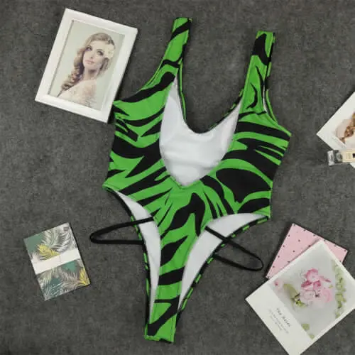 Купальник женский цельный купальник Зебра Монокини бикини сексуальный бандо