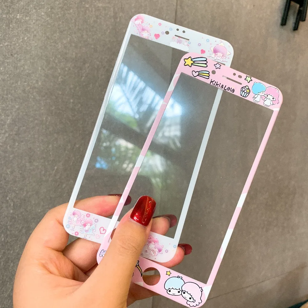 Cartoon LITTLE TWIN STARS Full Screen Protective Film+Tempered Glass Phone Case For iPhone XS XR MAX X 6 6S 7 8 Plus |