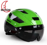 moon cycling integrated riding helmet e bike magnetic mountain bike cycling helmet with 3 lens outdoors protective helmet