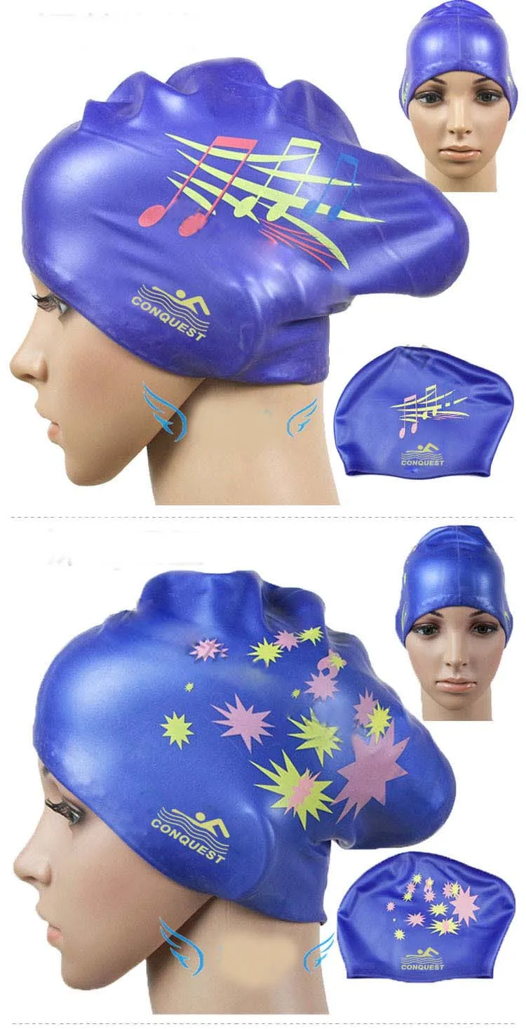 Женские плавающие шапки силиконовые супер большие длинные волосы для девочек