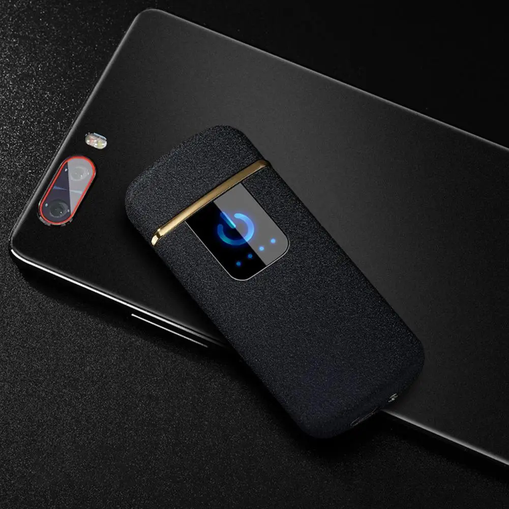 No power display Новая USB зарядка Зажигалка Тонкий сенсорный экран электронные зажигалки маленькая электрическая зажигалка для сигарет перезаряжаемый подарок для мужчин - Цвет: No power display