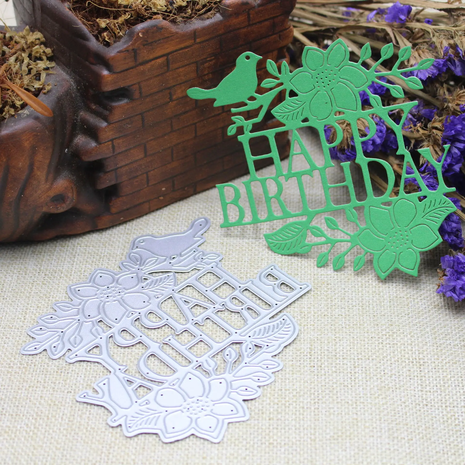 

AZSG Happy Birthday Word Cutting Dies For DIY Scrapbooking Dies Decoretive Embossing DIY Decoative Cards Die Cutter