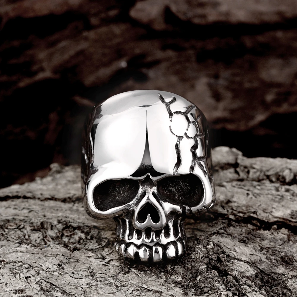 Прямая поставка большое панк байкерское кольцо с черепом для мужчин из