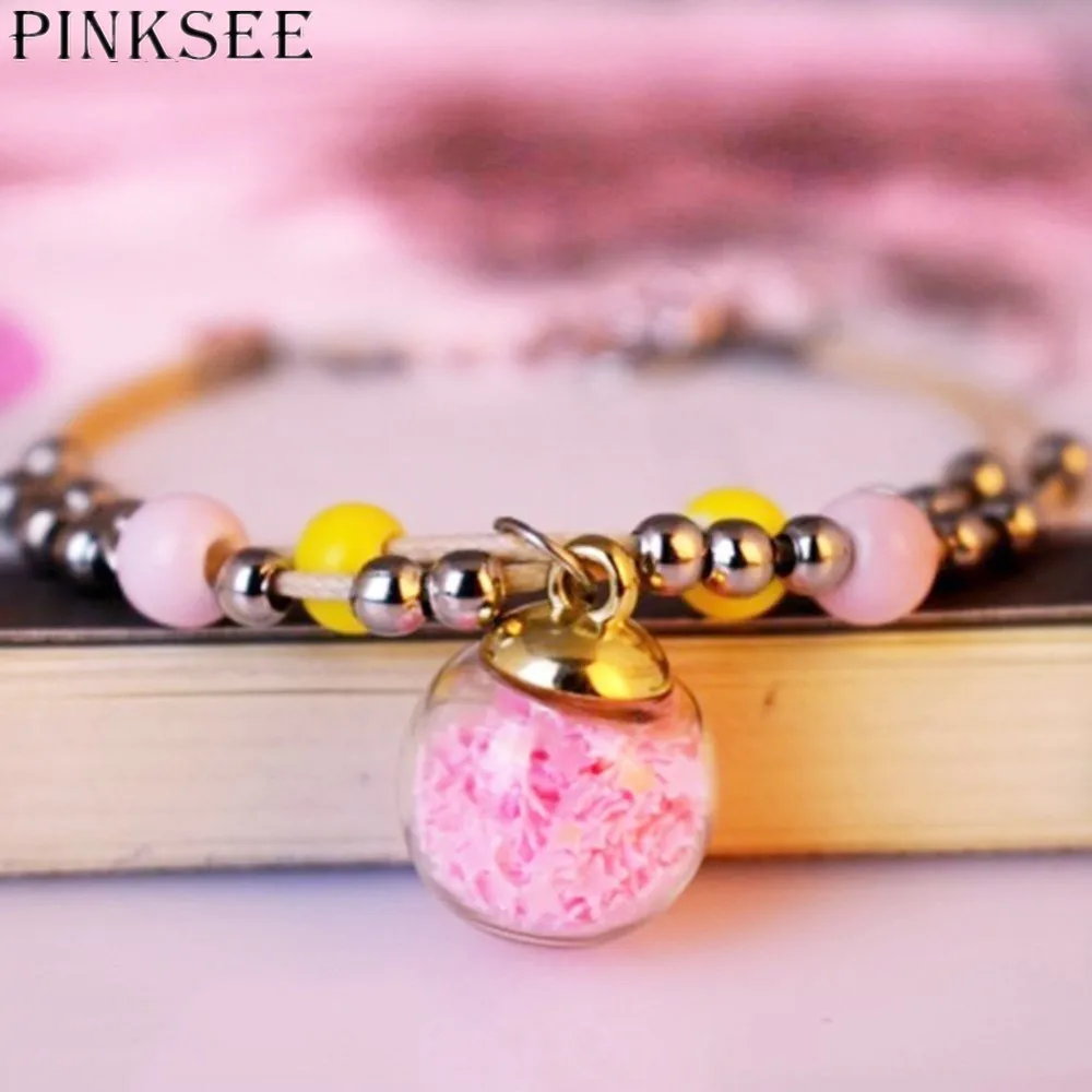 PINKSEE небольшой свежий браслет из бисера ручной работы керамический с подвеской