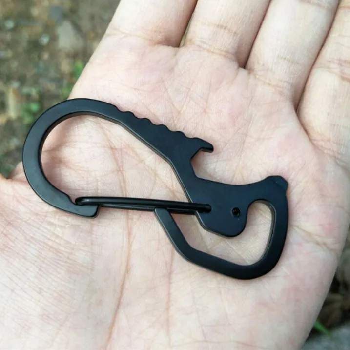 Outdoor Tools Carabiner Cap Lifter Hex Driver Bottle Opener Keychain Ring Climbing Accessories - Цвет: Черный
