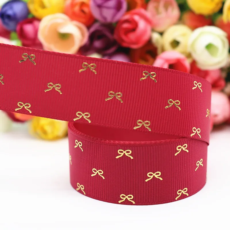 193 50 ярдов Grosgrain лента с золотым бантом печатная лента " 25 мм/1,5" 38 мм пробки для бутылок DIY ремесла аксессуары ручной работы M19060801 - Цвет: 193