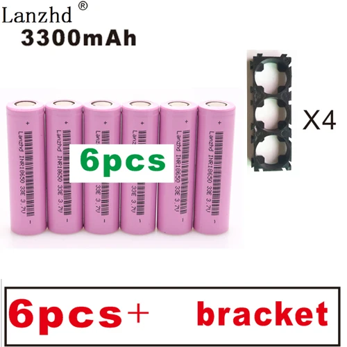 6 pcs and bracket 1-20 шт 18650 с фиксированным кронштейном батареи 3,7 в литий-ионная 3300 мАч 30A 18650VTC7 INR18650 батарея 18650 держатель и Сращивание кронштейн - Цвет: 6 pcs and bracket