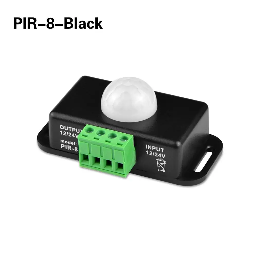 PIR-8 Black Светодиодная лента переключатель DC 12 В PIR датчик переключатель детектор движения для 5050 2835 5630 лента светодиодный светильник PIR датчик движения автоматическое выключение - Испускаемый цвет: PIR-8 Black