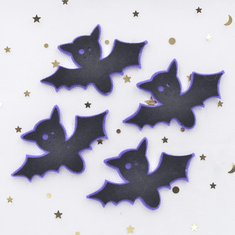 65 мм нашивки на Хэллоуин с двойной аппликацией летучая мышь из нетканого