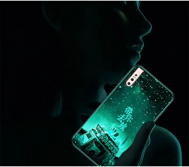 Светящийся чехол для телефона vivo V15 Pro Чехол светящийся закаленное стекло задняя крышка для vivo V15 Pro S1 Pro чехол силиконовый чехол