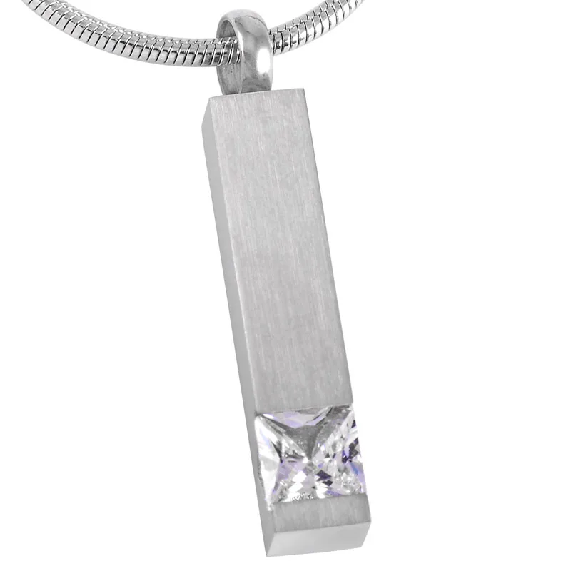 XWJ8094 CZ Stone Inlay Cremation Bar Pendant Funeral Urn Necklace Keepsake Human Ashes Holder Stainless Steel Jewelry | Украшения и
