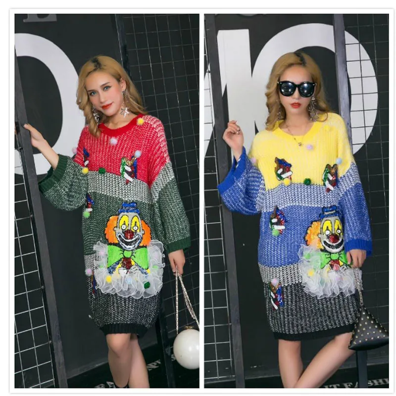 Harajuku sweater coat female 2018 autumn and winter heavy Thailand tide brand long stitching loose large size bf | Женская одежда