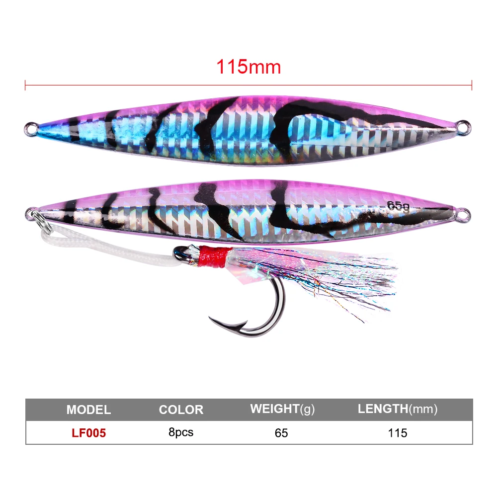 8pc Jig Fish 8 Colro Fishing Lures 65g-2.3oz Tackle 4.5&quot-11.5cm Bait 1PC Simple PVC bag package | Спорт и развлечения