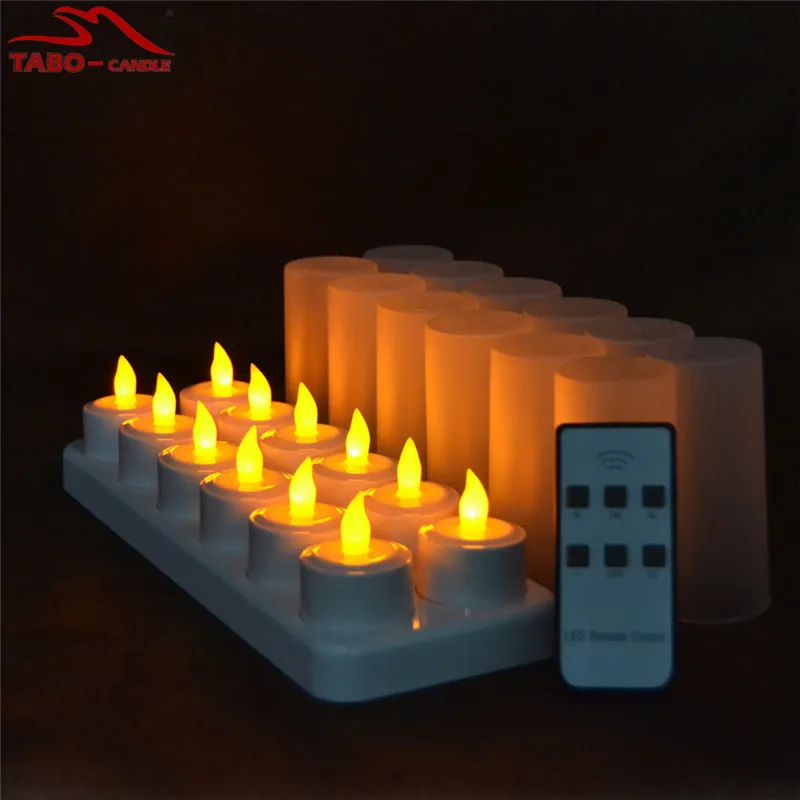 12 шт. мигающий перезаряжаемые светодио дный LED чайная свеча пластик бездымного