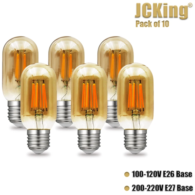 JCKing затемнения упаковка из 10 T45 Amber нити светодиодные лампы E26/E27 110 V/220 V