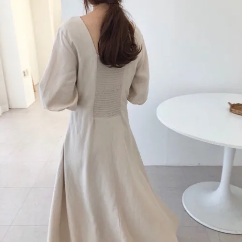 Женское платье с v-образным вырезом и высокой талией в стиле ретро романтичное