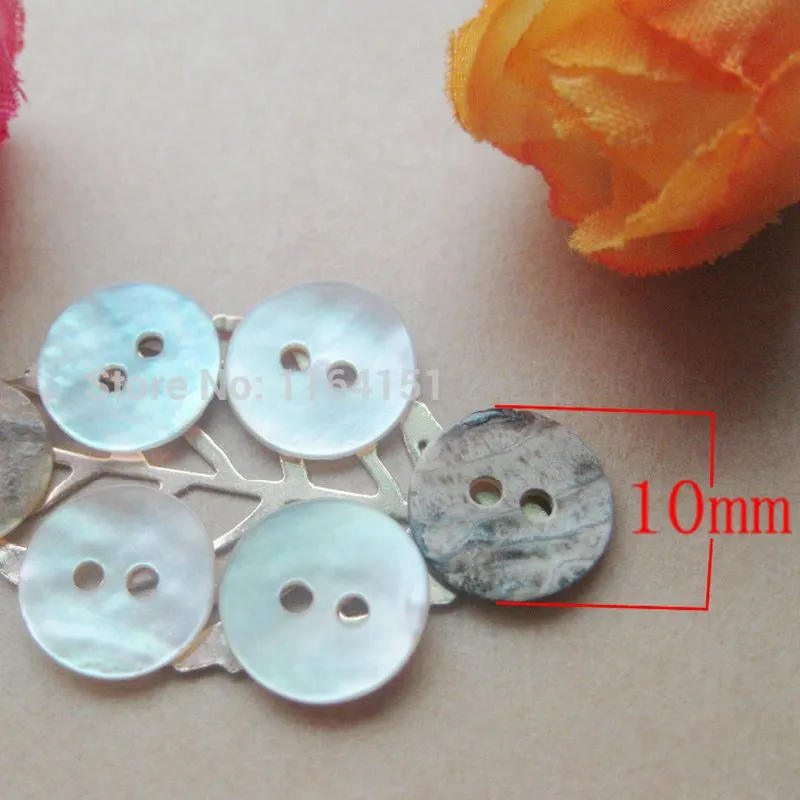 100 pcs/lot 10mm fashion natural White mother of pearl shell button with 2 holes shirt button Sewing Scrapbooking