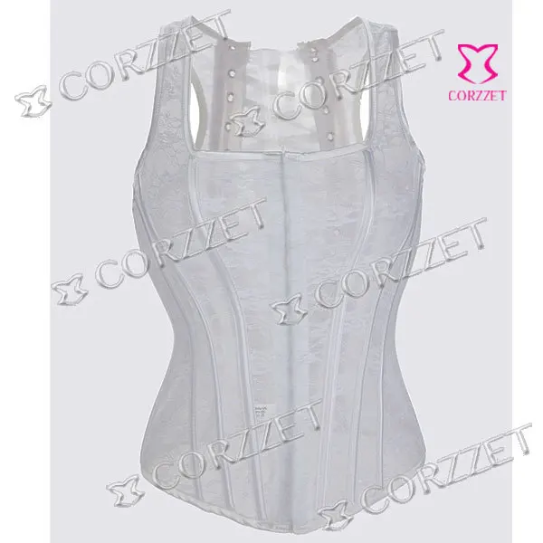 White XS-XXL, сексуальный прозрачный цветочный белый кружевной корсет, бюстье, топы Corpetes E Espartilhos, женские корсеты и бюстье, свадебное белье - Цвет: White