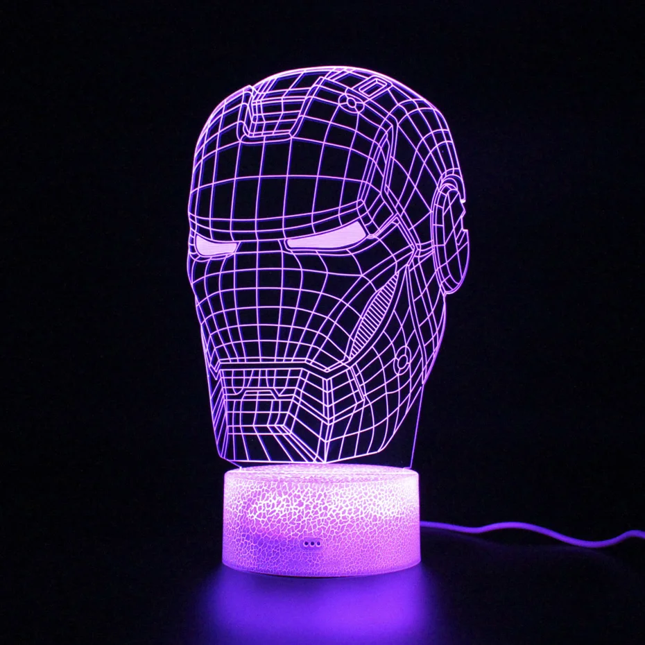 Мстителями детские 3d настольная лампа дистанционного Управление светодиодный ночной Светильник Иллюзия USB сенсорный светильник «Железный человек», лампа