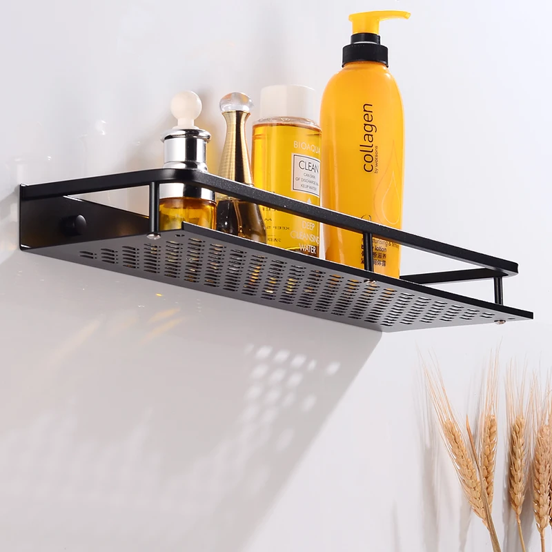 bathroom shelf corner organizer aluminum bathroom shelves shower storage rack wall mounted corner basket shampoo shelf black free global shipping