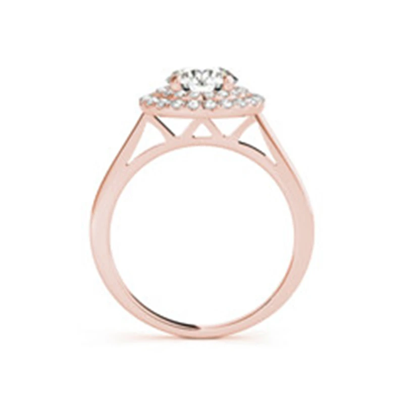 AINUOSHI роскошные женские кольца желтого золота розового с круглой огранкой 1ct Halo